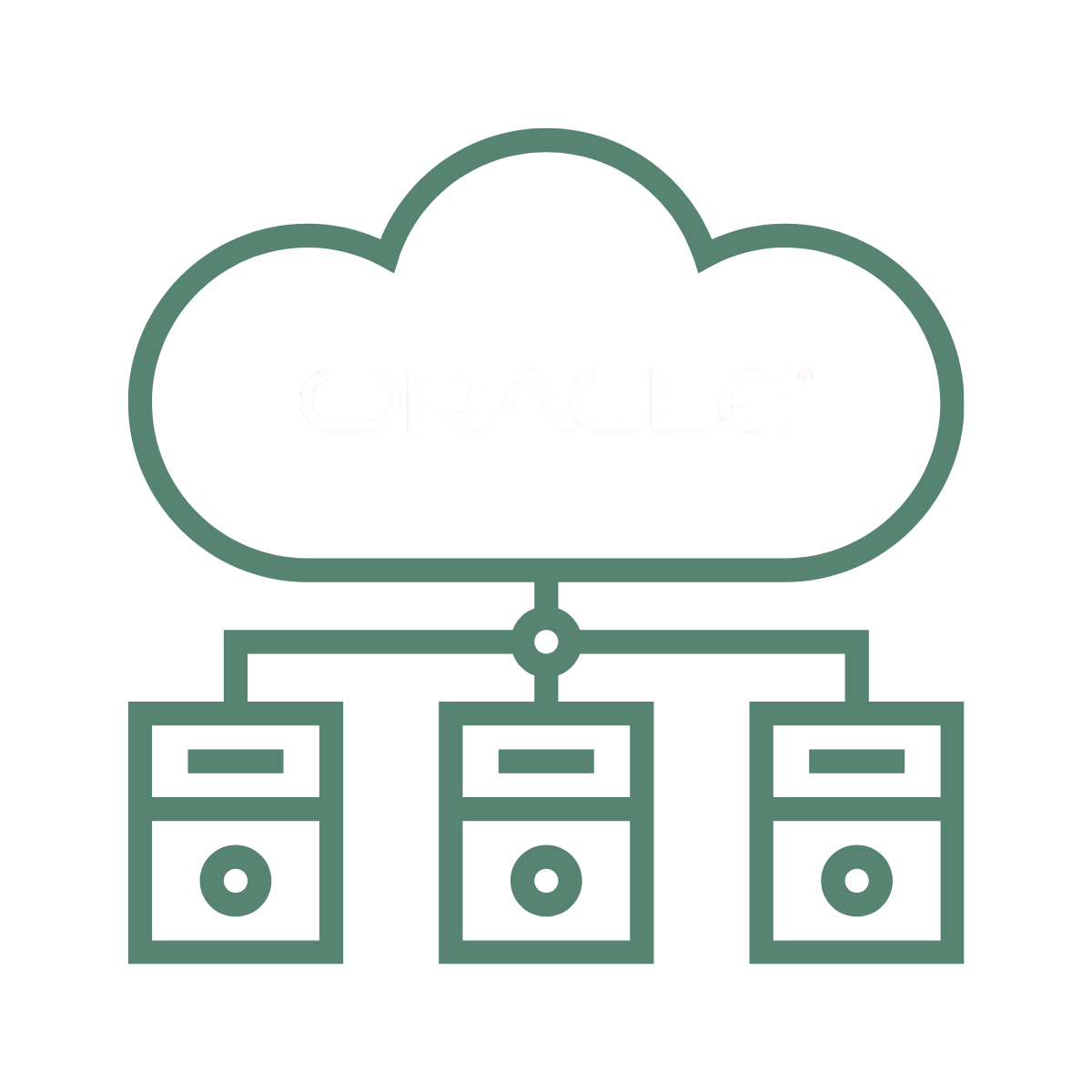 Ilustração de um profissional monitorando servidores conectados à nuvem com engrenagens, simbolizando os recursos da Oracle Cloud Infrastructure